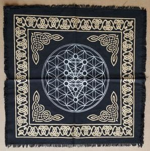 Tree of Life Altar Cloth Gold & Silver print on Black