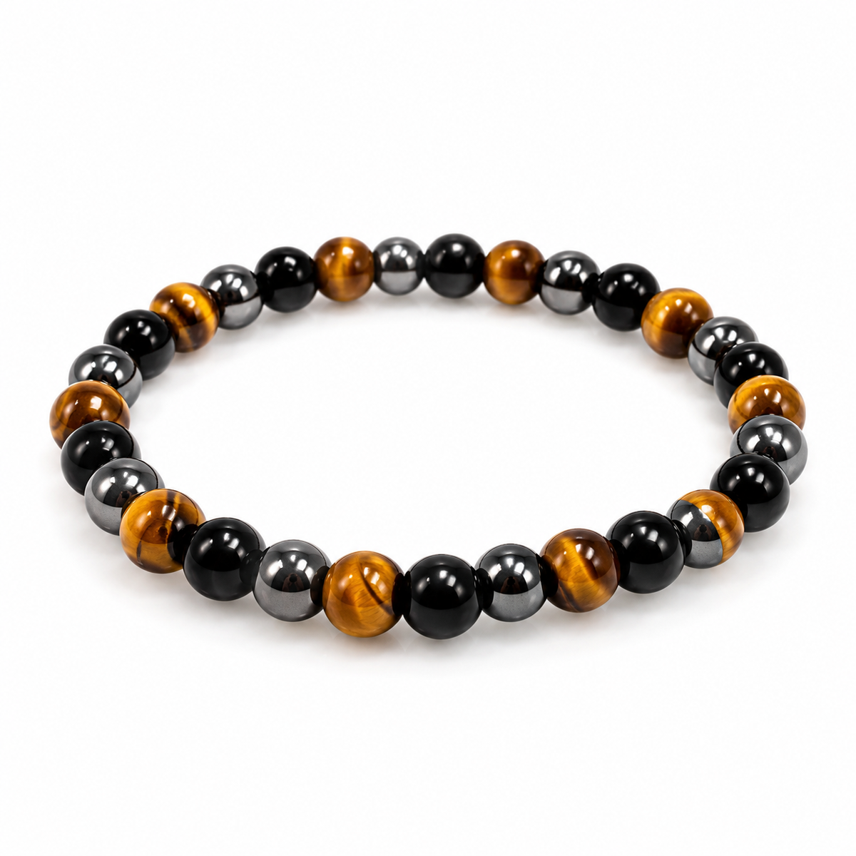 Protection #1 Combo Beaded Bracelet (Tiger Eye, Black Tourmaline, & Hematite)