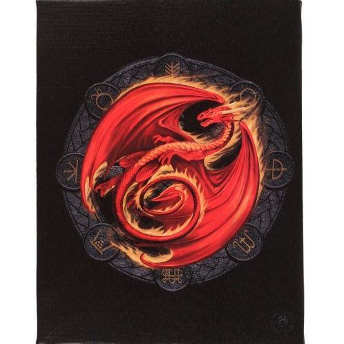 Beltane Dragon Canvas Framed Wall Art Wall Plaque - Anne Stokes - 7.5" W x 9.85"