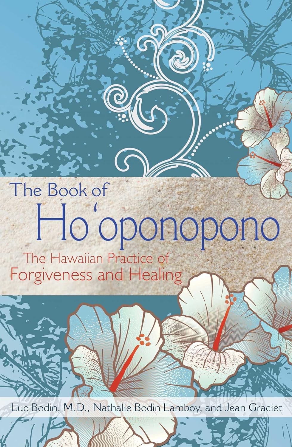 Book cover of 'The Book of Ho'oponopono' with floral designs and blue background