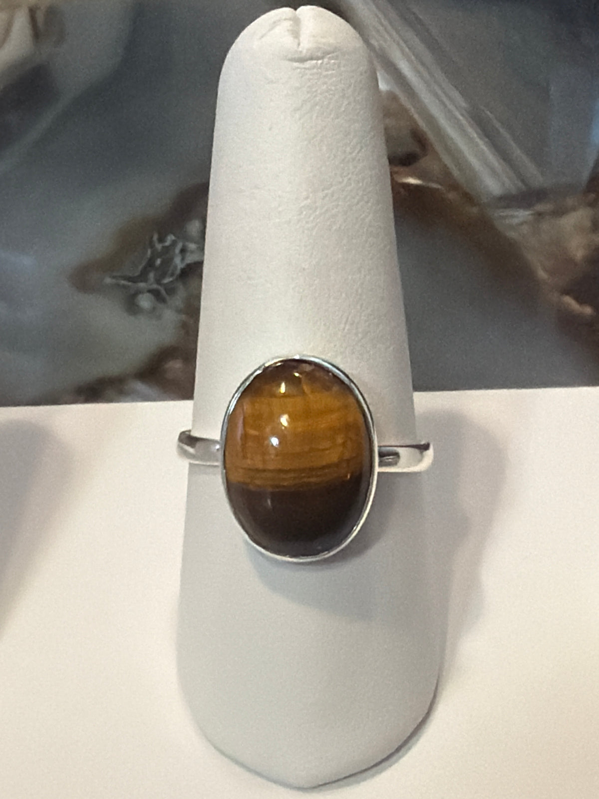 Tiger Eye Oval Sterling Silver Ring