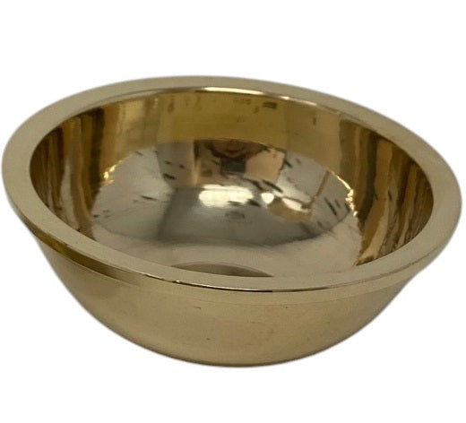 Crystal Fairy Patch polished brass altar bowl for ritual offerings, 2-inch diameter, minimalist golden vessel.