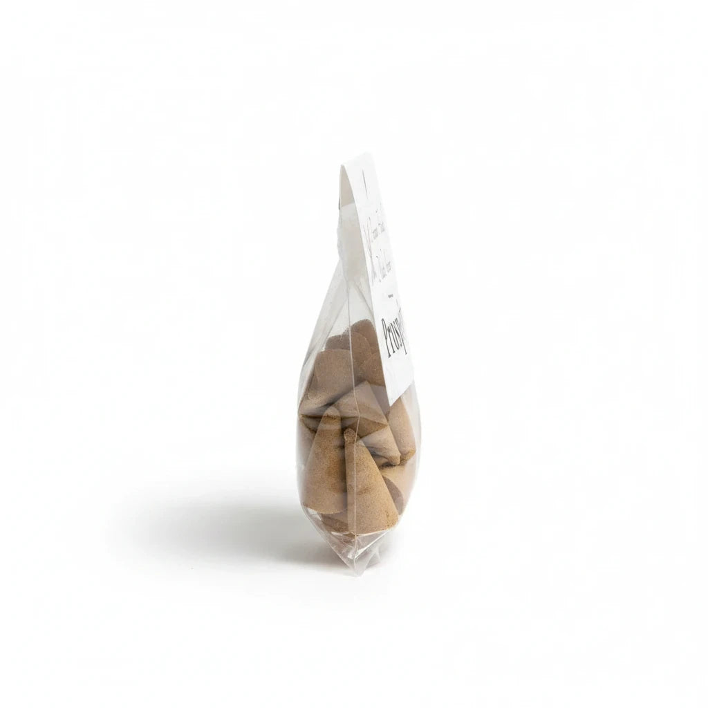 Crystal Fairy Patch Prosperity Premium hand made cone incense in a clear plastic bag for abundance rituals