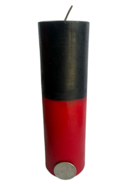 Crystal Fairy Patch handcrafted double action reversing candle with a black top and red bottom for spiritual protection rituals.