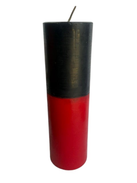 Crystal Fairy Patch handcrafted double action reversing pillar candle with a black top and red bottom for spiritual protection.