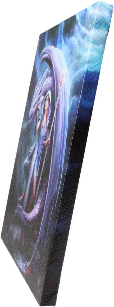Dragon Mage Sorceress Picture Canvas Framed Wall Art Wall Plaque - Anne Stokes - 7.5" W x 9.85"