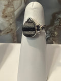 Black Tourmaline & Quartz Sterling Silver Ring