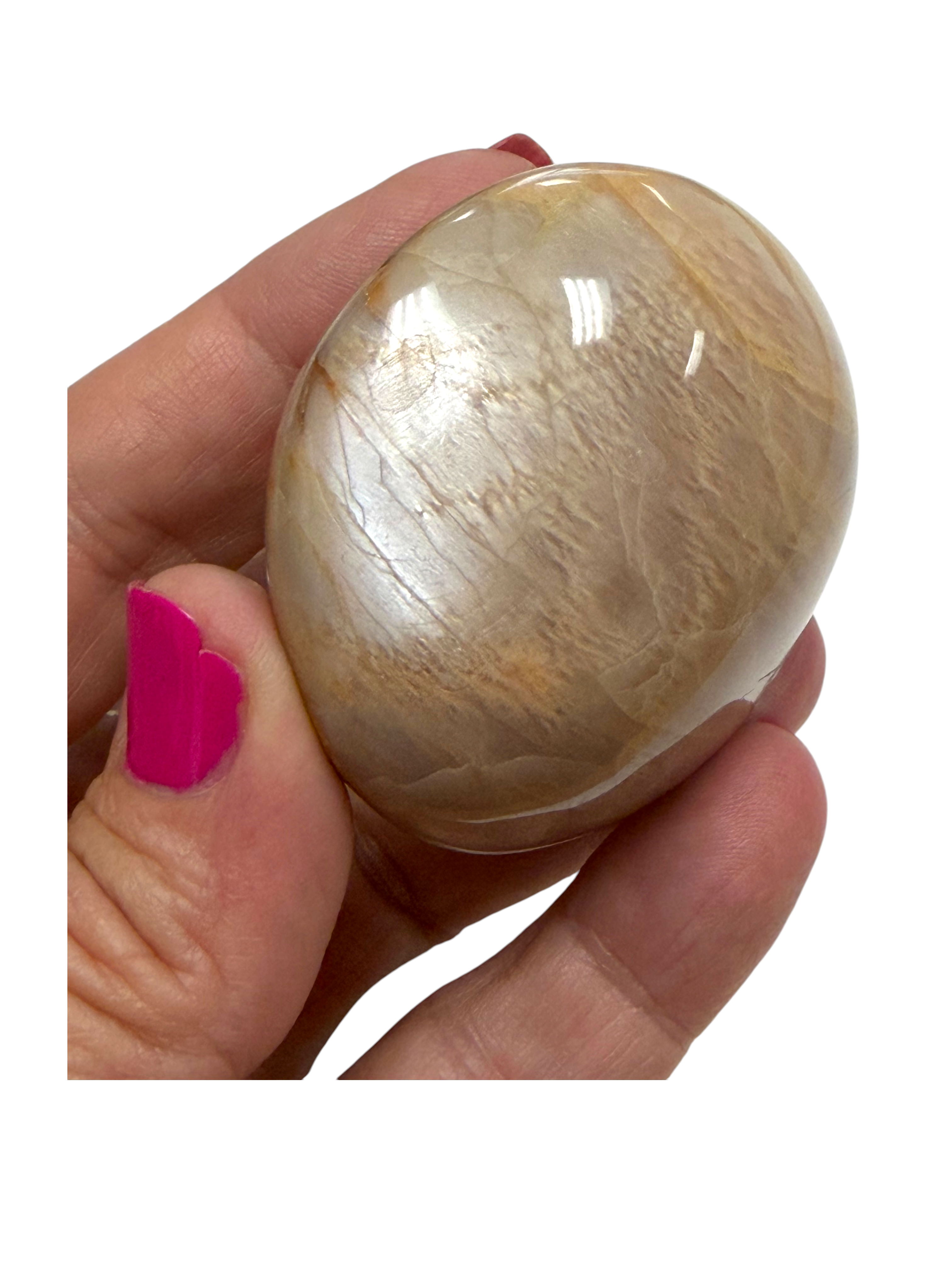 Peach Moonstone Palm Stone