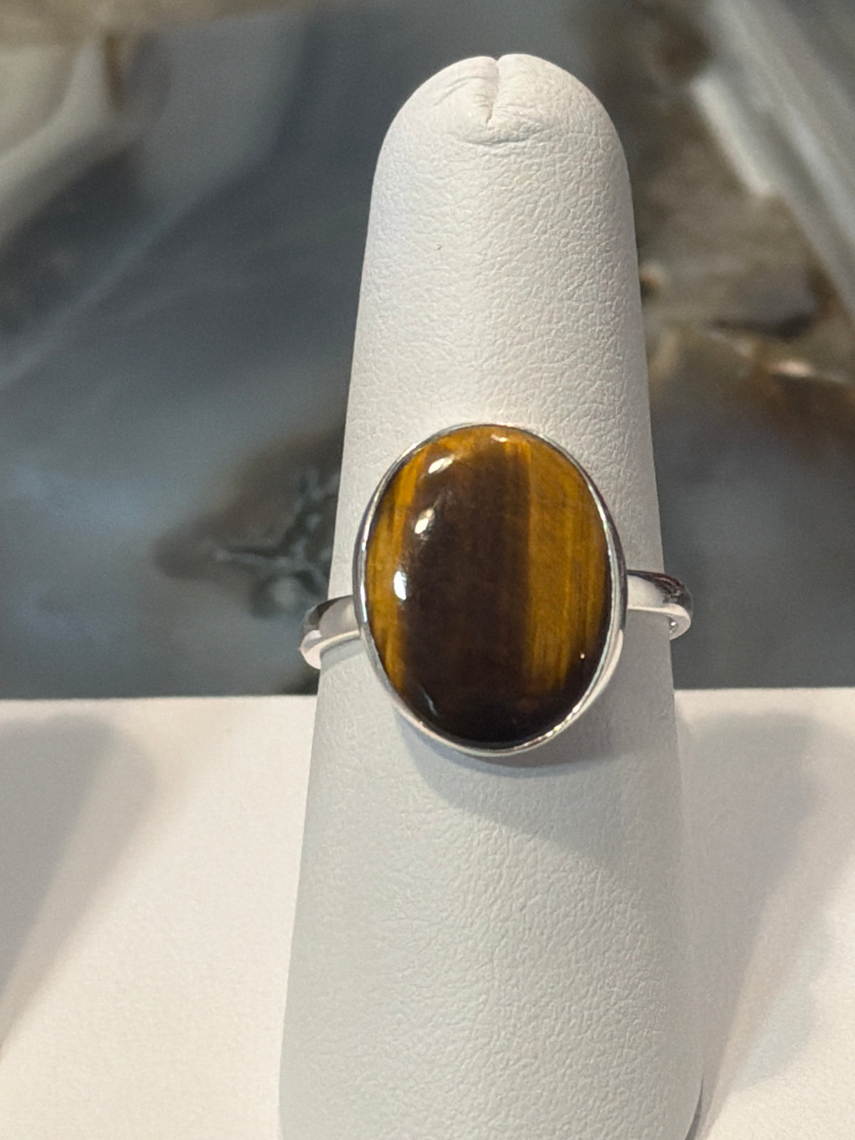 Tiger Eye Oval Sterling Silver Ring
