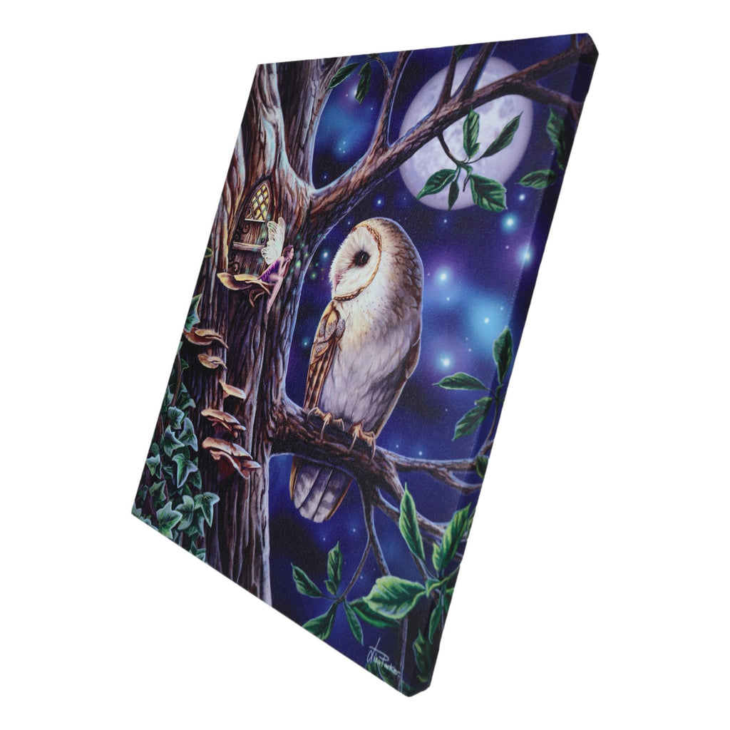 Fairy Tales Pixie Tree House With Witch Owl Canvas Framed Wall Art Wall Plaque - Anne Stokes - 7.5" W x 9.85"