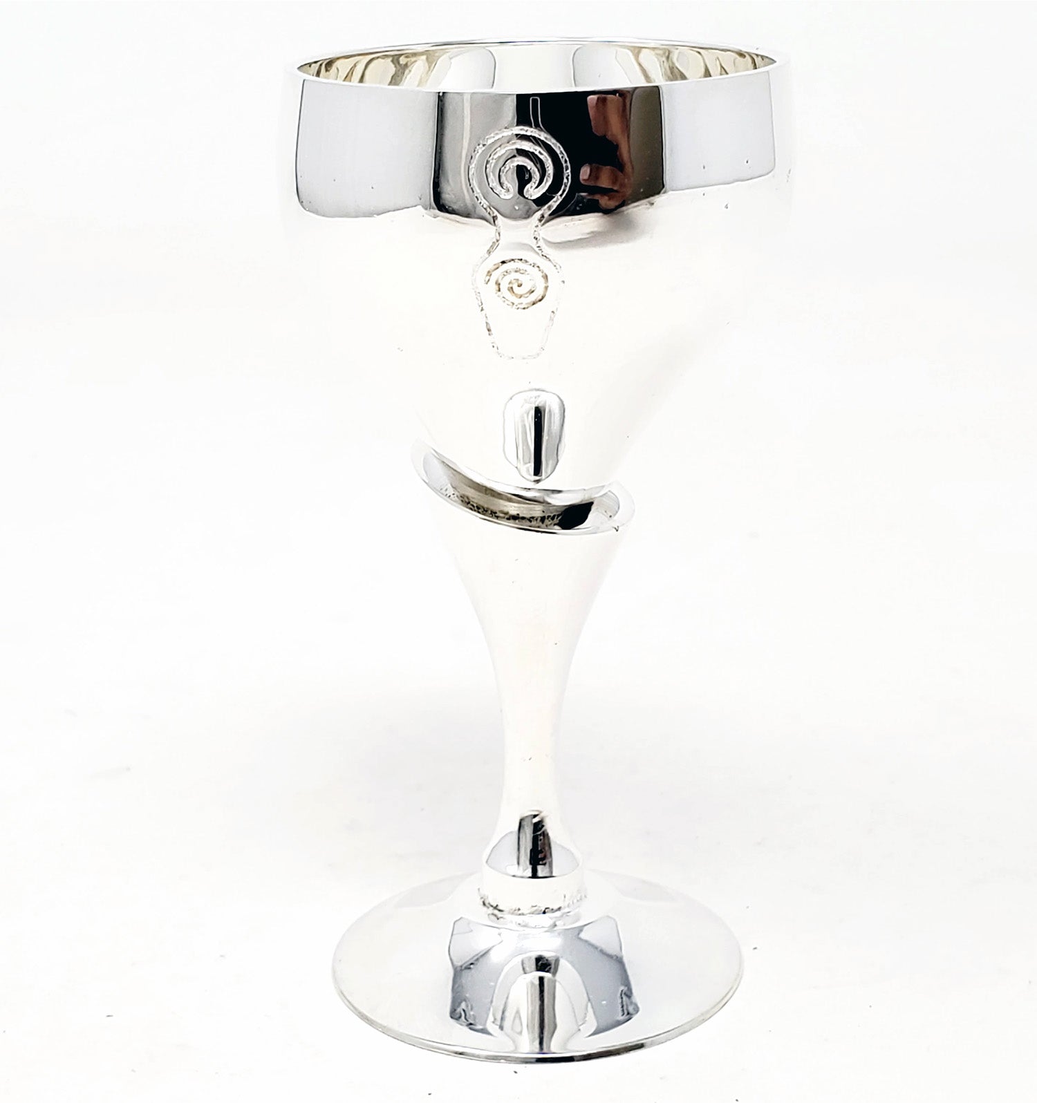 Goddess of Earth Carved Silver Plated Chalice 3 1/4''H
