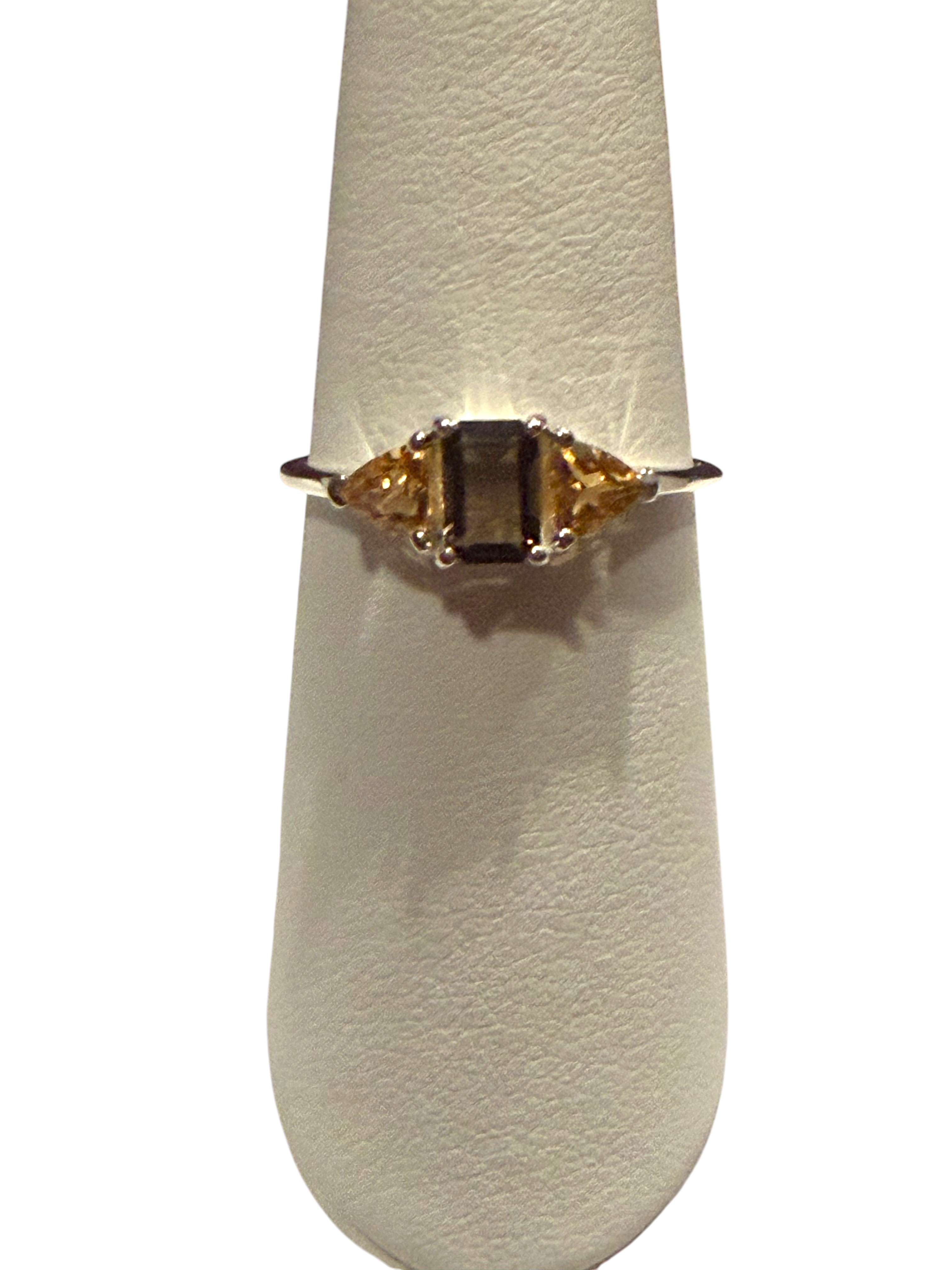 Citrine & Smoky Quartz Sterling Silver RIng