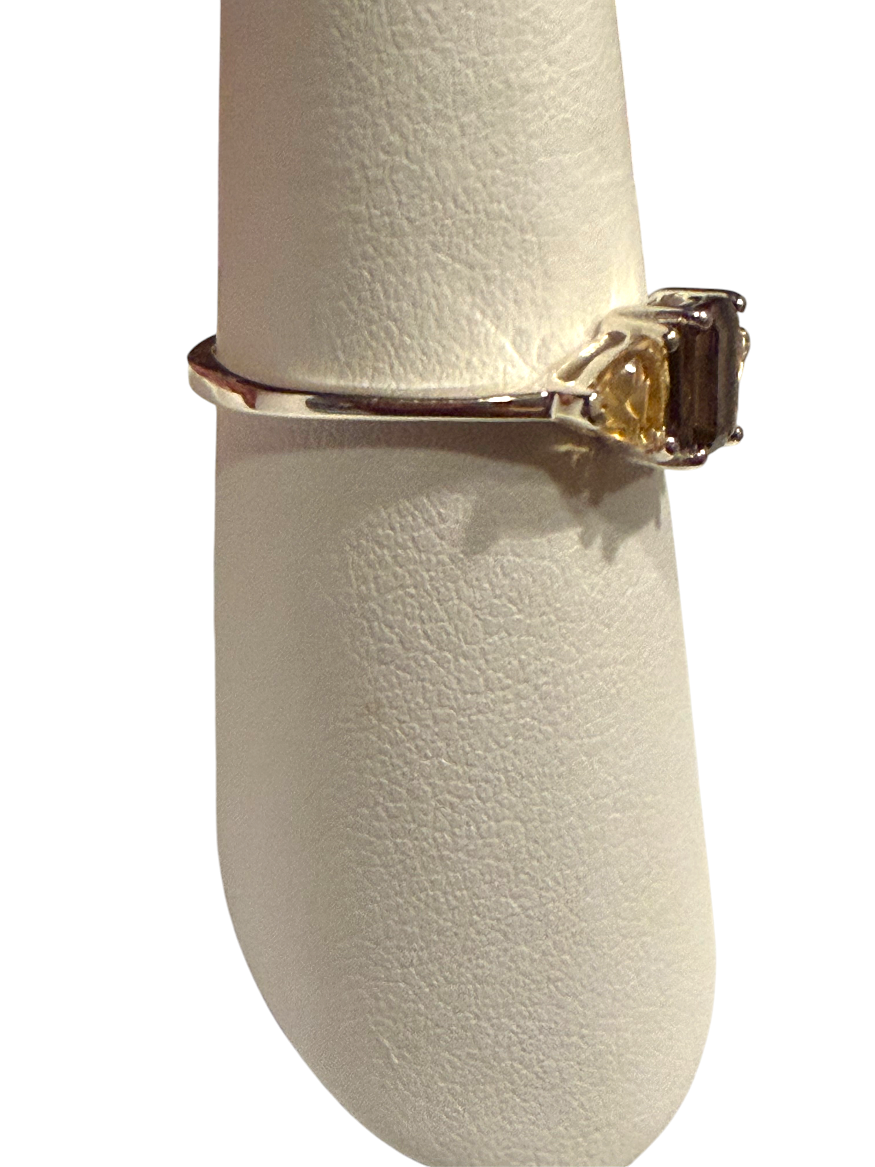 Citrine & Smoky Quartz Sterling Silver RIng