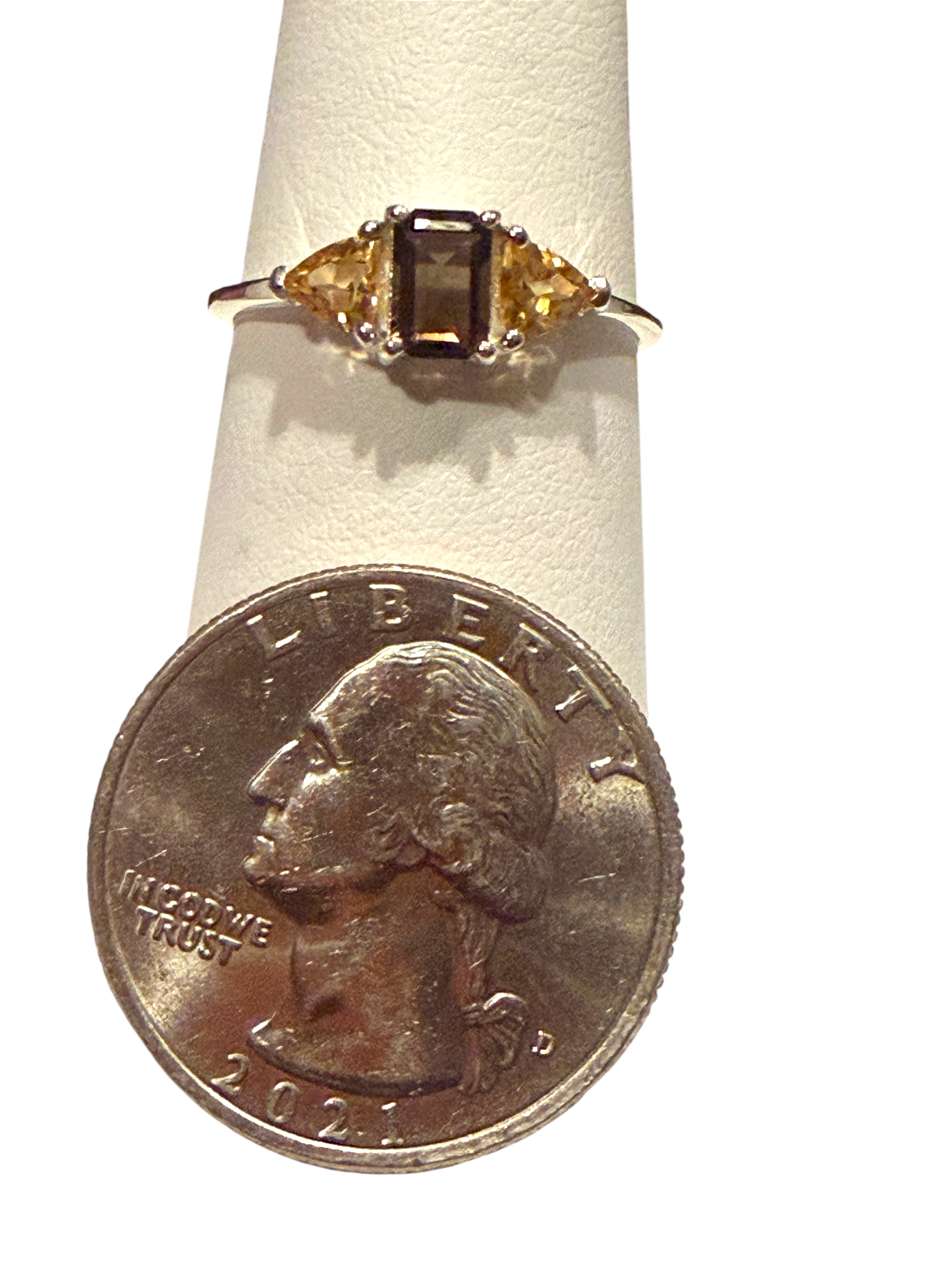 Citrine & Smoky Quartz Sterling Silver RIng