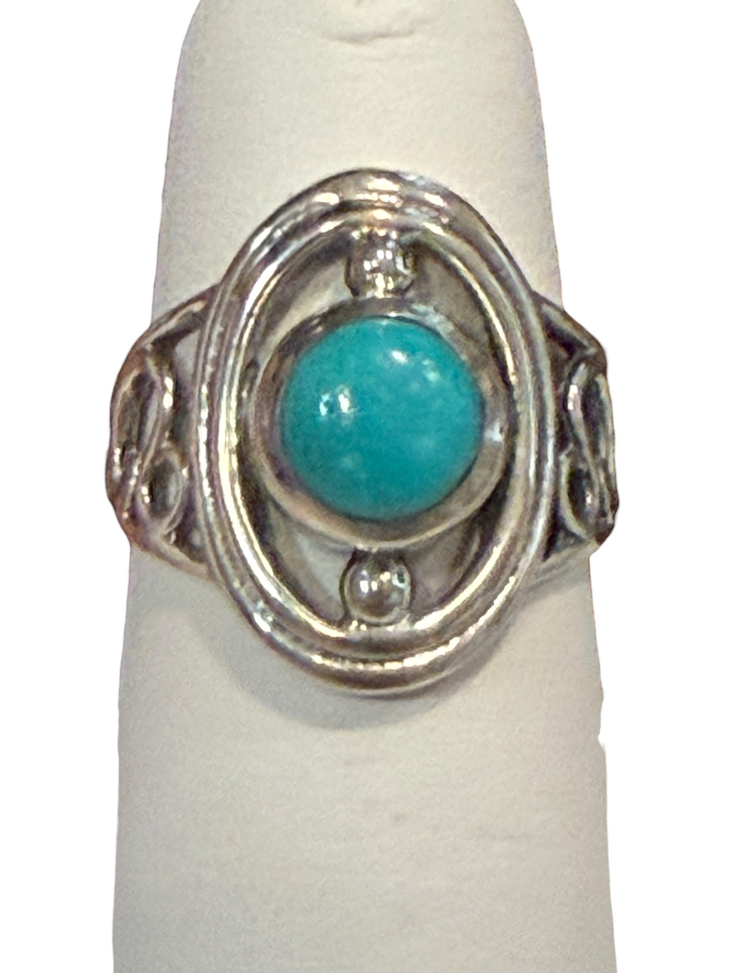 Mexican Turquoise Oval Fancy Sterling Silver Ring