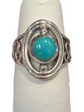 Mexican Turquoise Oval Fancy Sterling Silver Ring