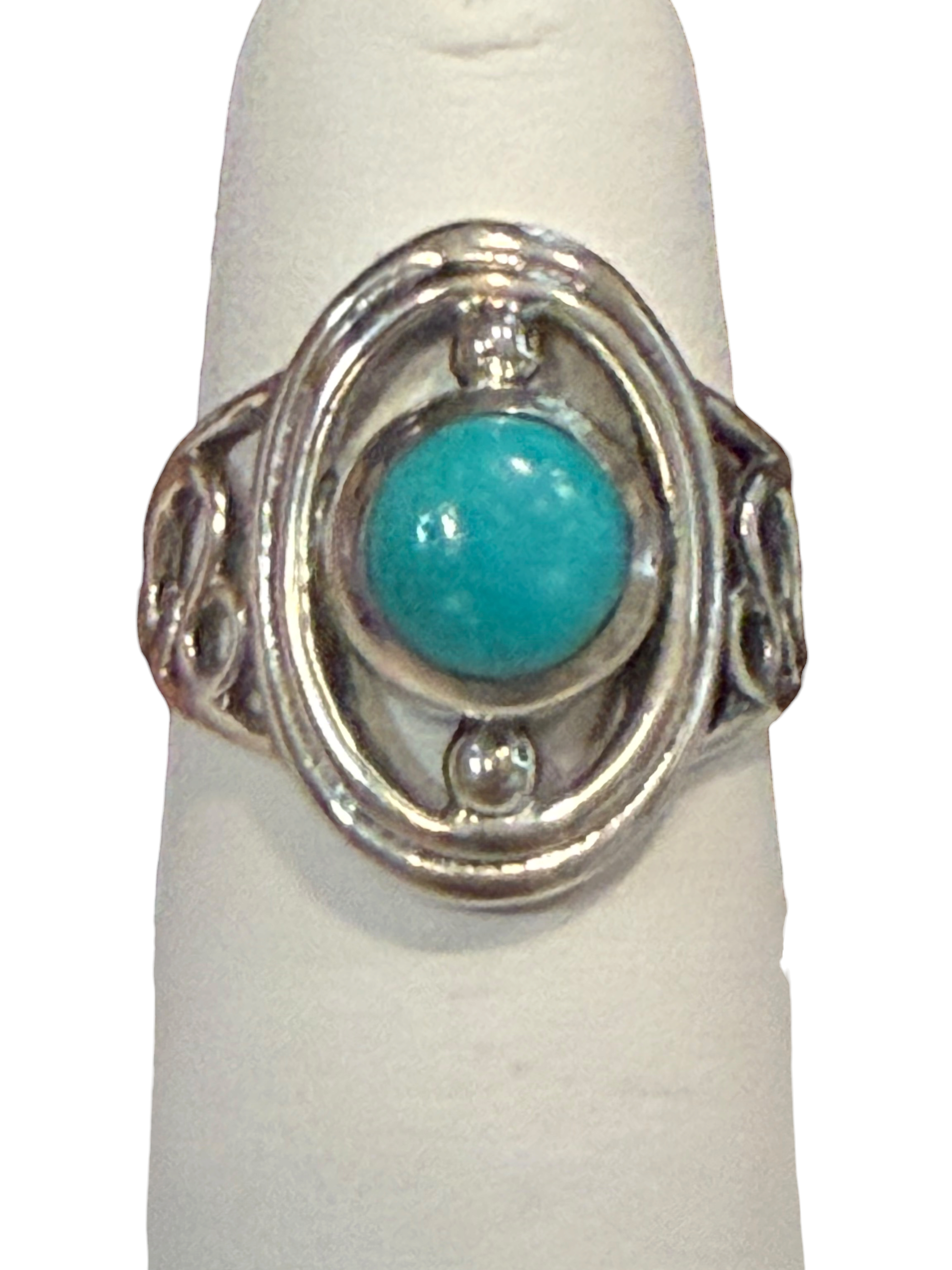 Mexican Turquoise Oval Fancy Sterling Silver Ring