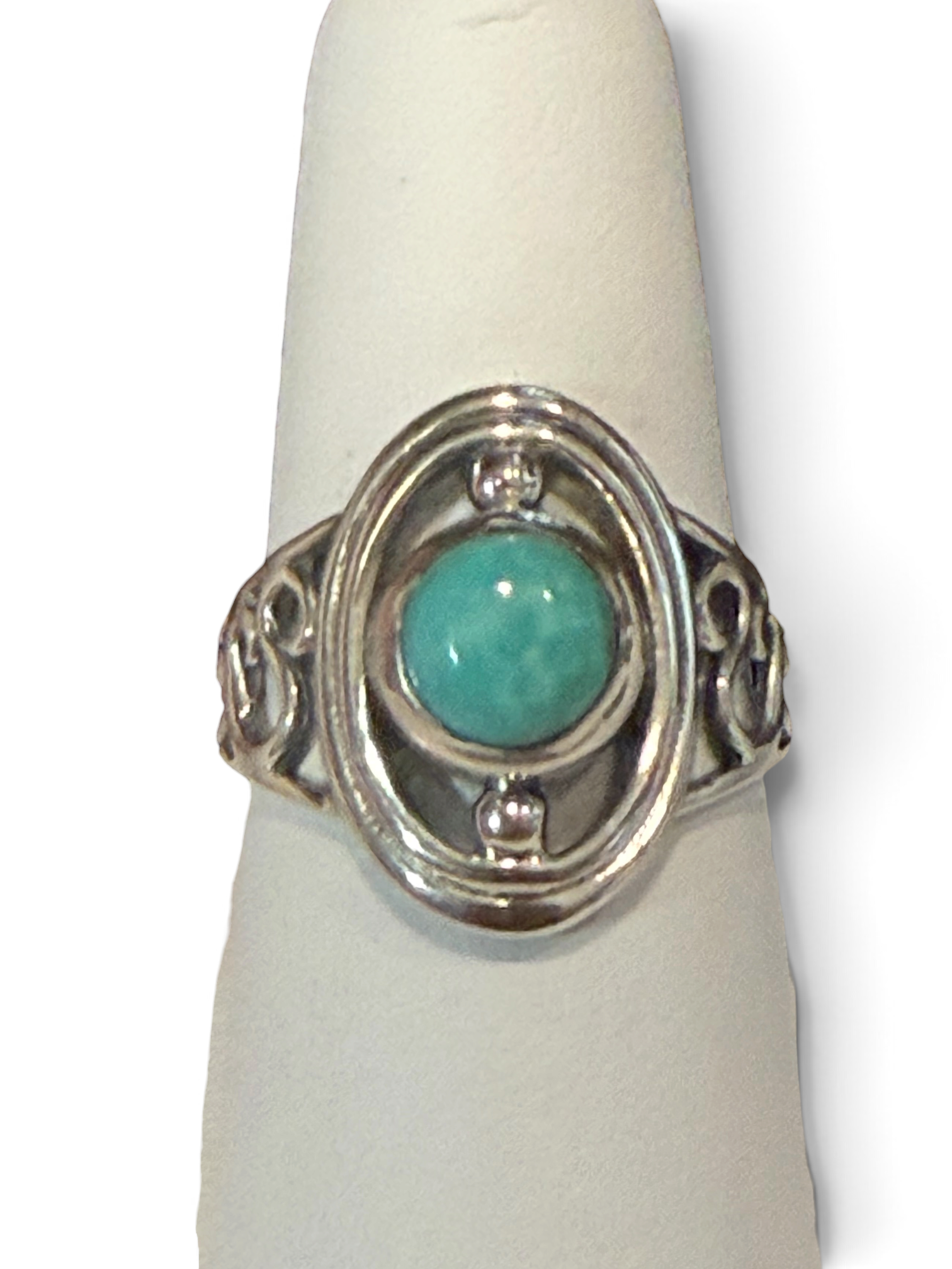 Mexican Turquoise Oval Fancy Sterling Silver Ring
