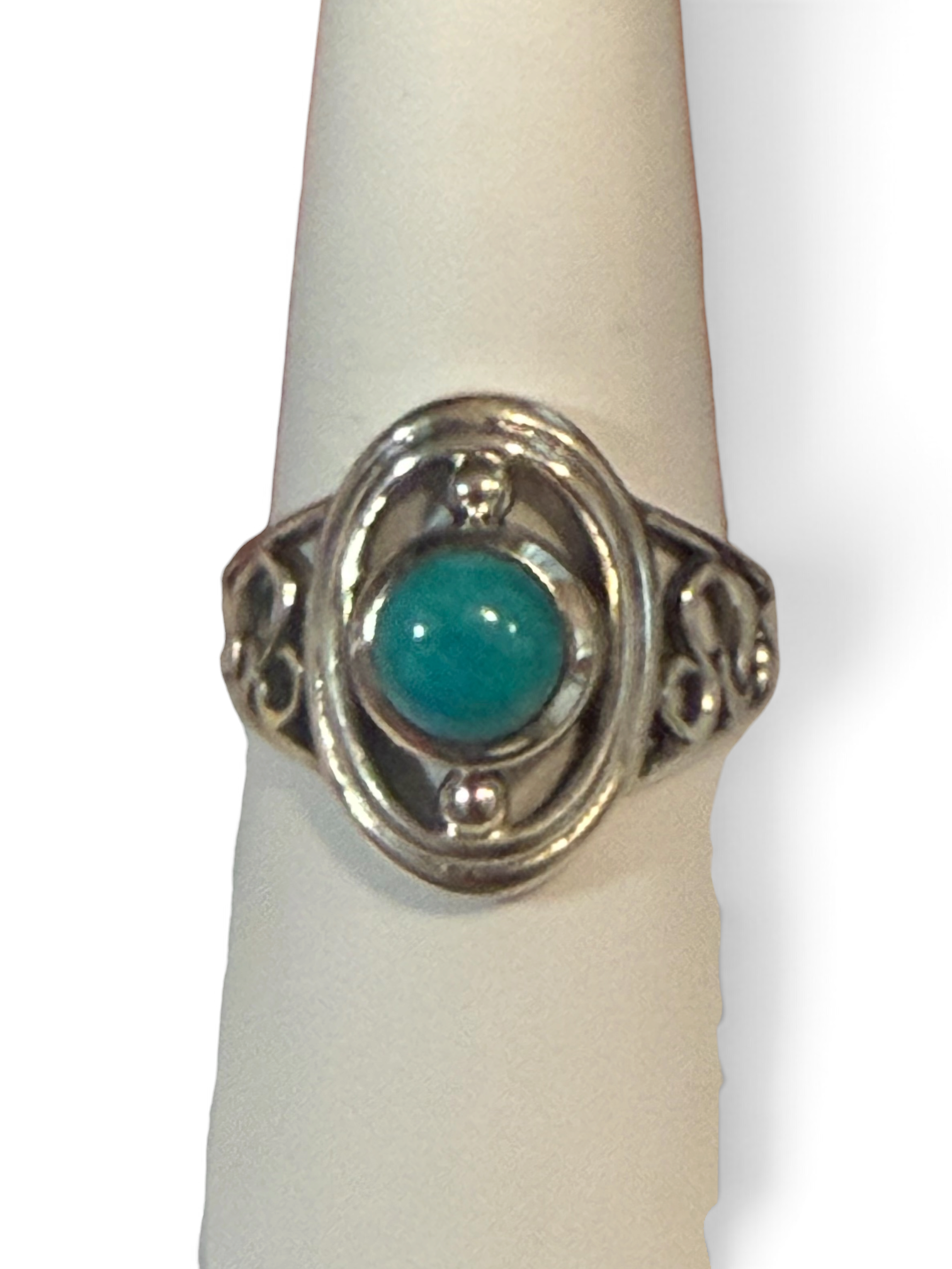 Mexican Turquoise Oval Fancy Sterling Silver Ring