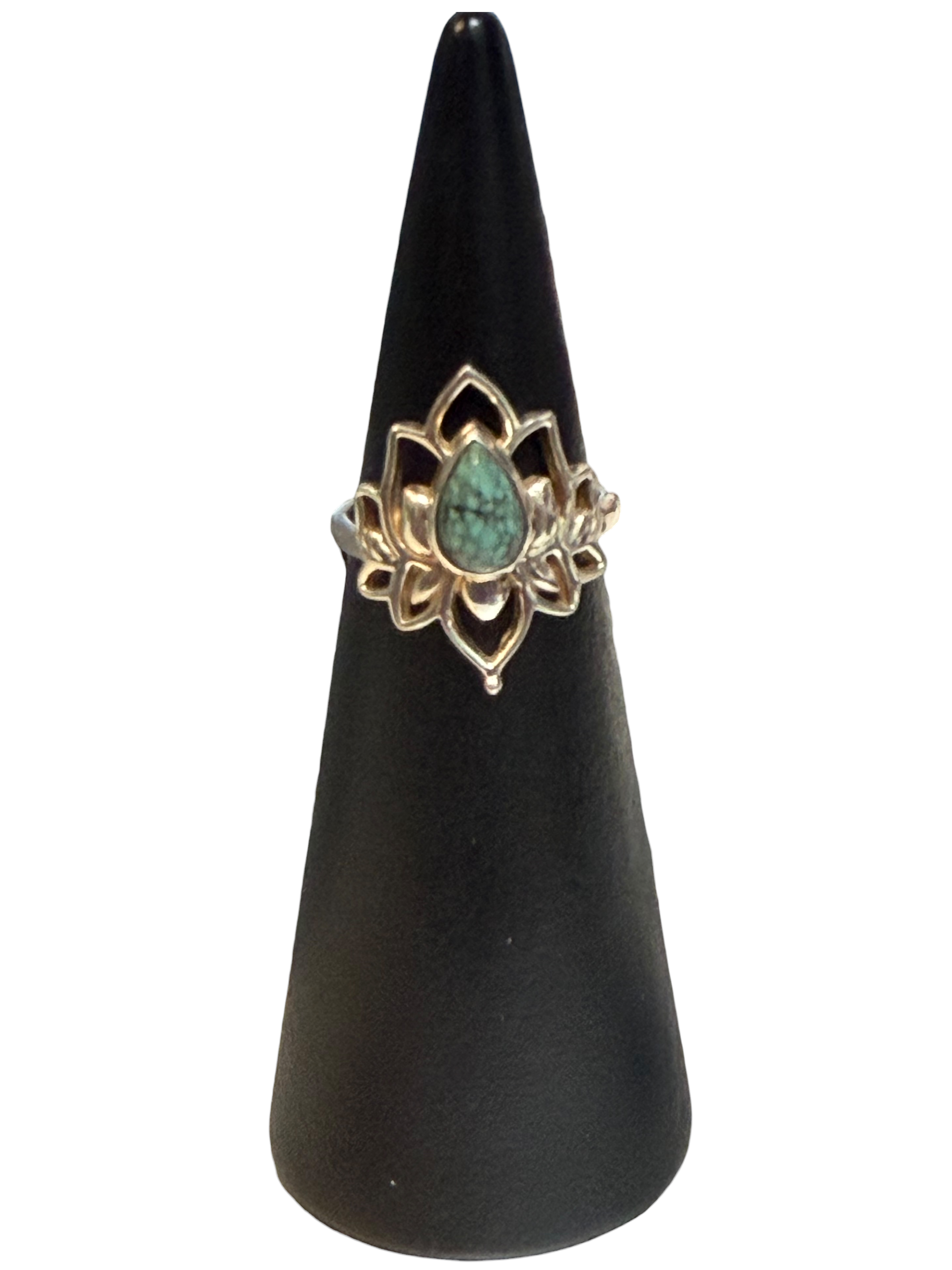 Turquoise Size 5 Small Lotus Sterling Silver Ring