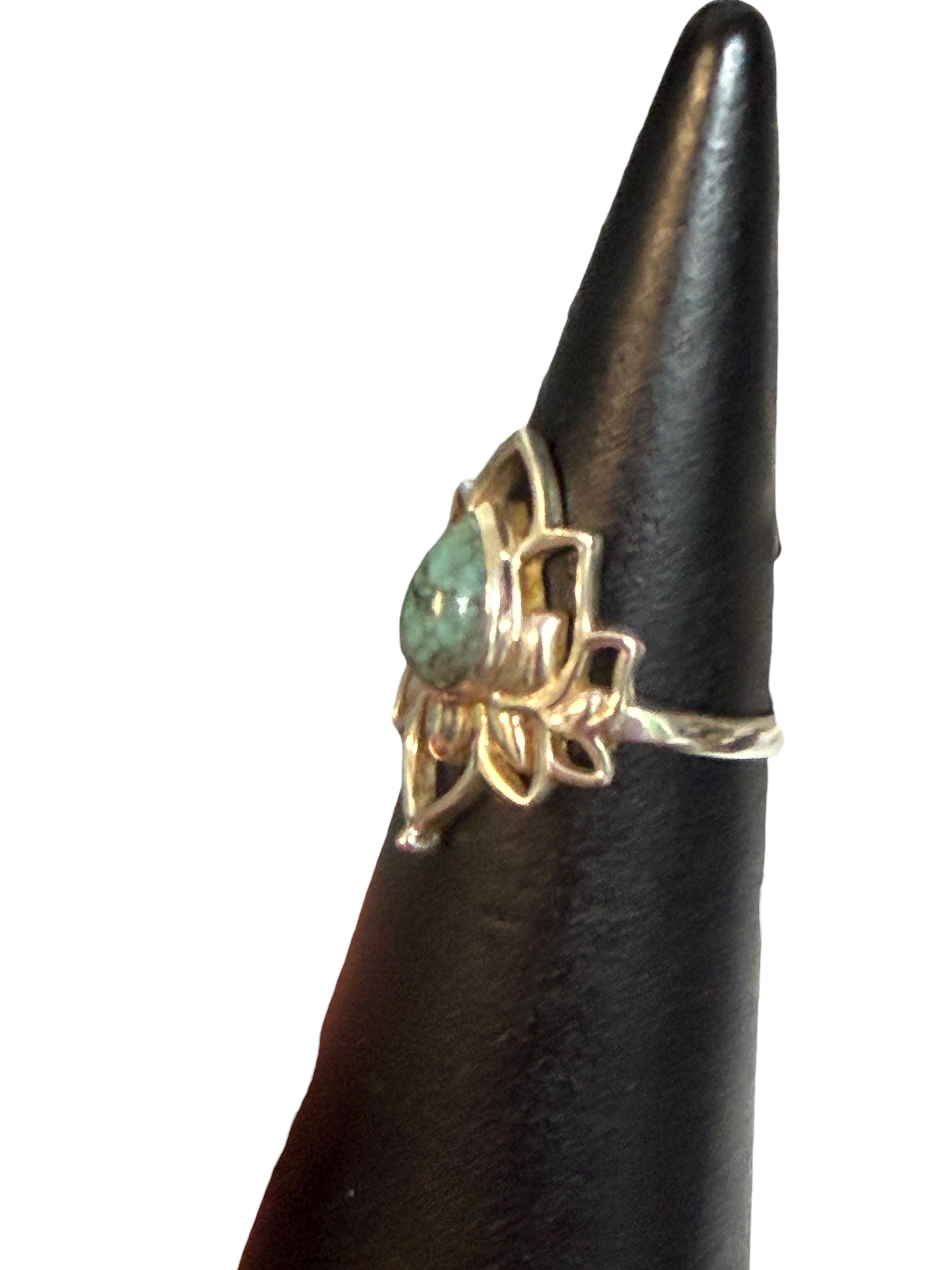 Turquoise Size 5 Small Lotus Sterling Silver Ring