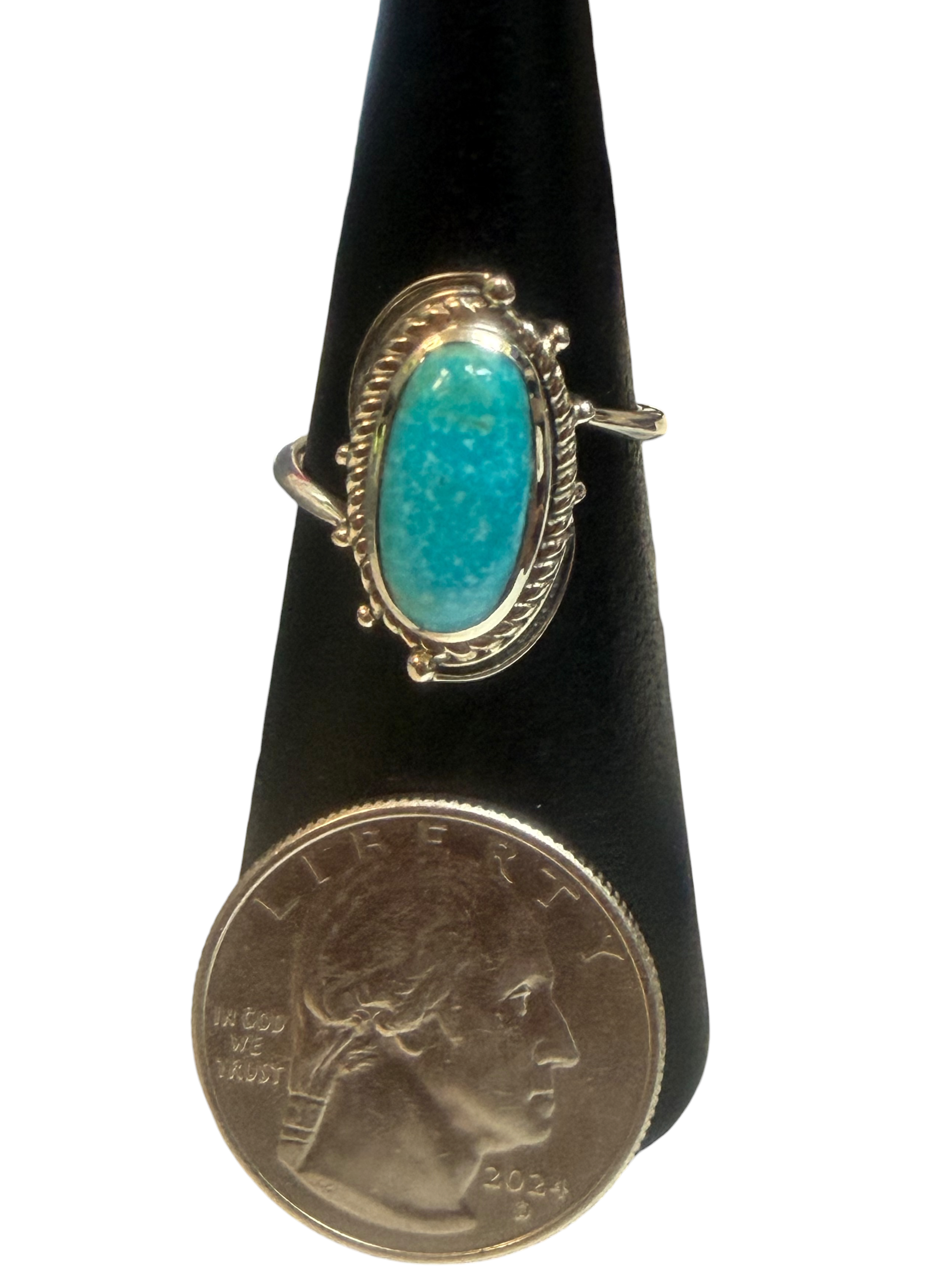 Turquoise Sterling Silver Ring Size 8