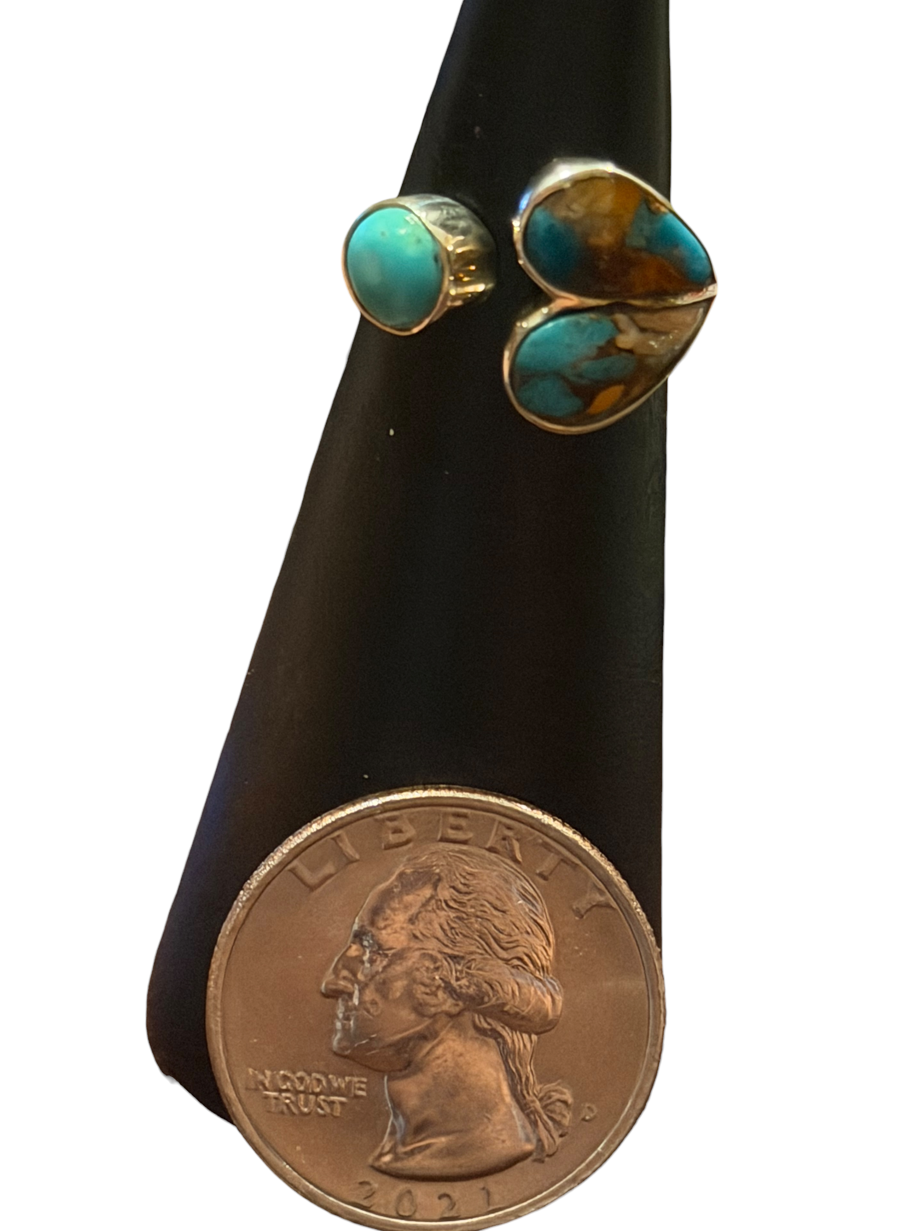 Spiny Oyster & Turquoise Size 5 Heart Sterling Silver Ring