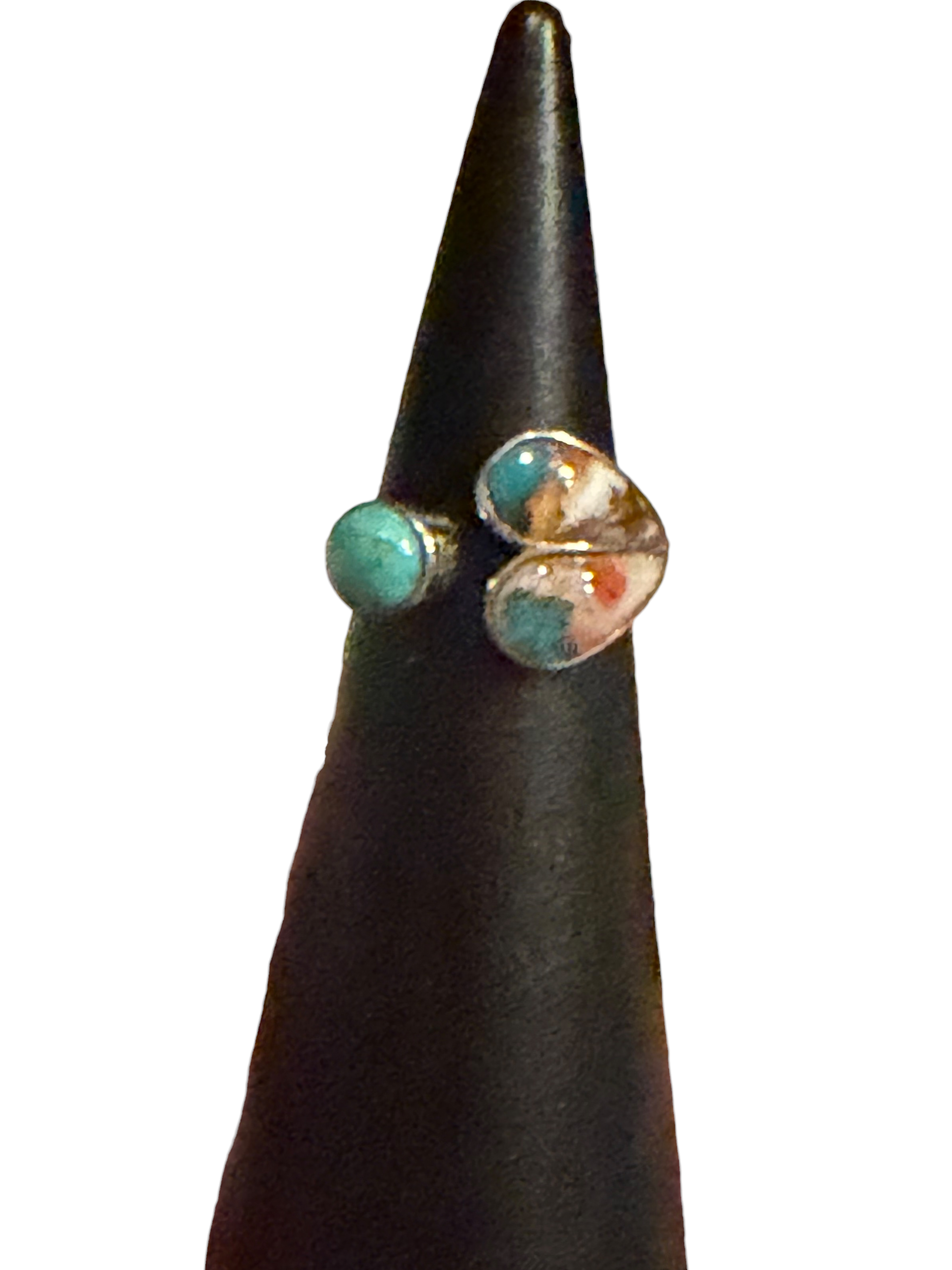 Spiny Oyster & Turquoise Size 6 Heart Sterling Silver Ring