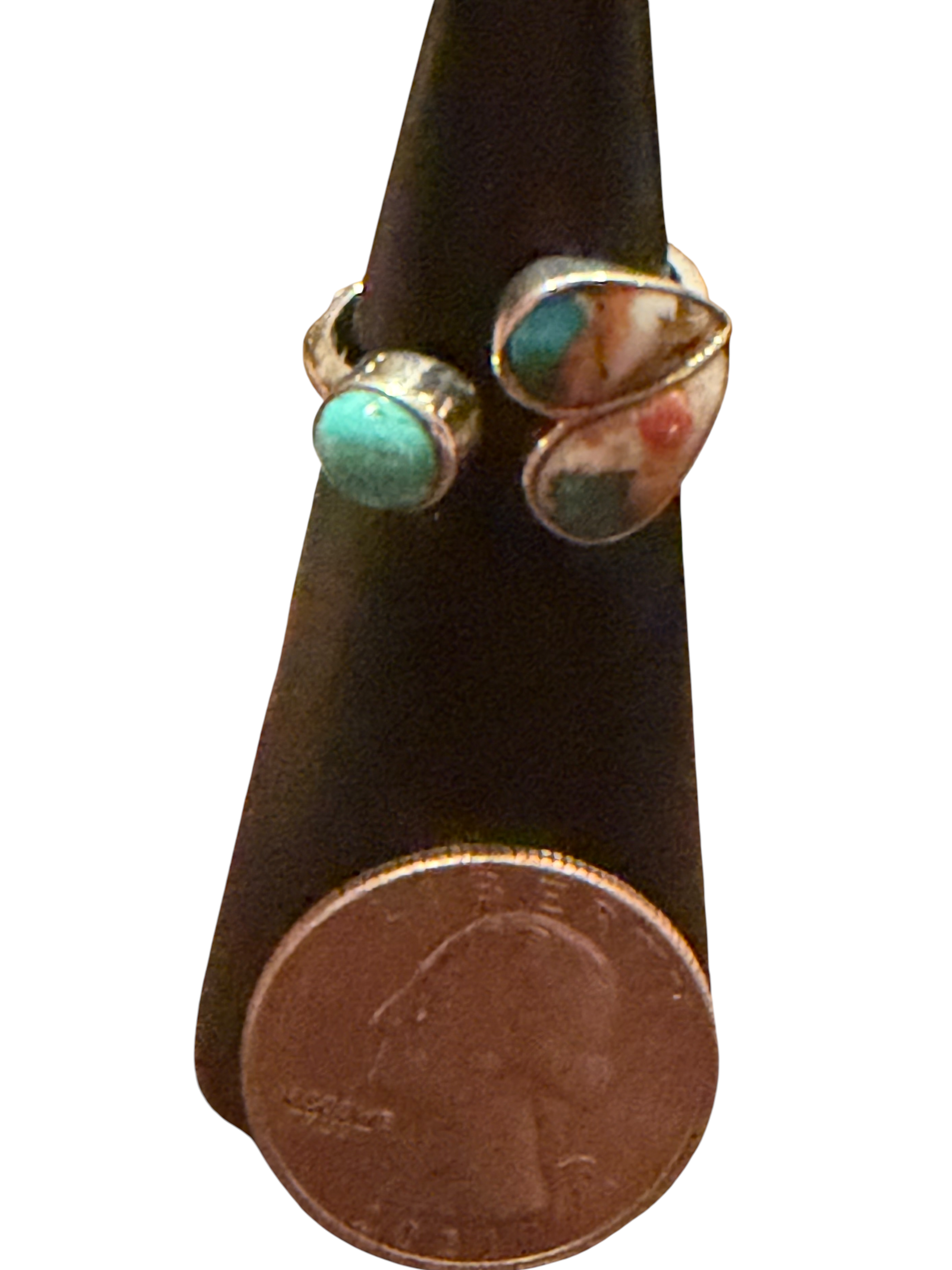 Spiny Oyster & Turquoise Size 6 Heart Sterling Silver Ring