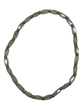Mini Light Tan Iridescent Glass with Gold Tone Beaded Bracelet
