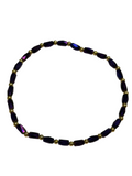 Mini Deep Purple Iridescent Glass with Gold Tone Beaded Bracelet