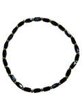 Mini Black/Dark Blue Iridescent Glass with Gold Tone Bead Bracelet