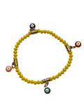 Yellow 4mm Evil Eye Charms Bracelet