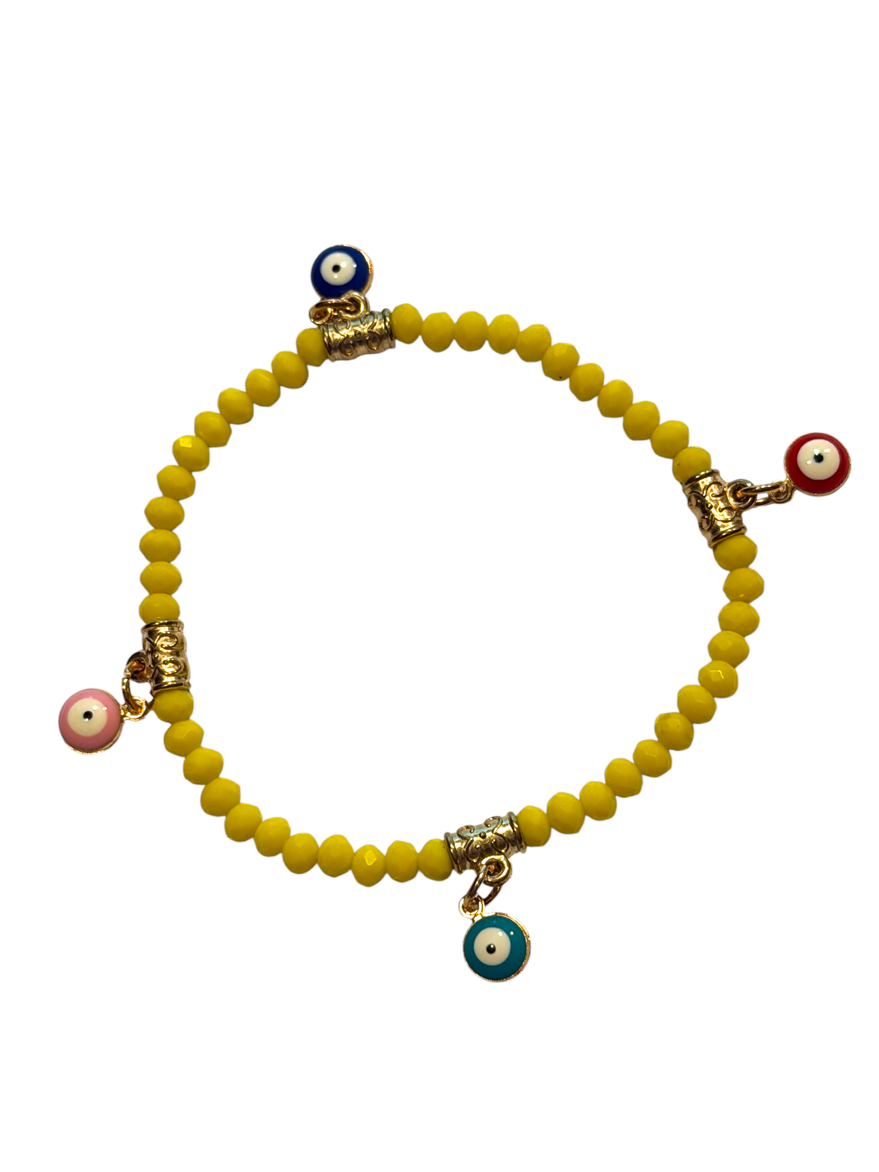 Yellow 4mm Evil Eye Charms Bracelet