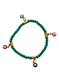 Dark Green Matte w/Evil Eye Charms 4mm Bracelet