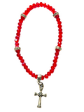 Red w/Cross Charm 4mm Bracelet