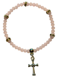 Light Pink Matt w/Cross Charm 4mm Bracelet