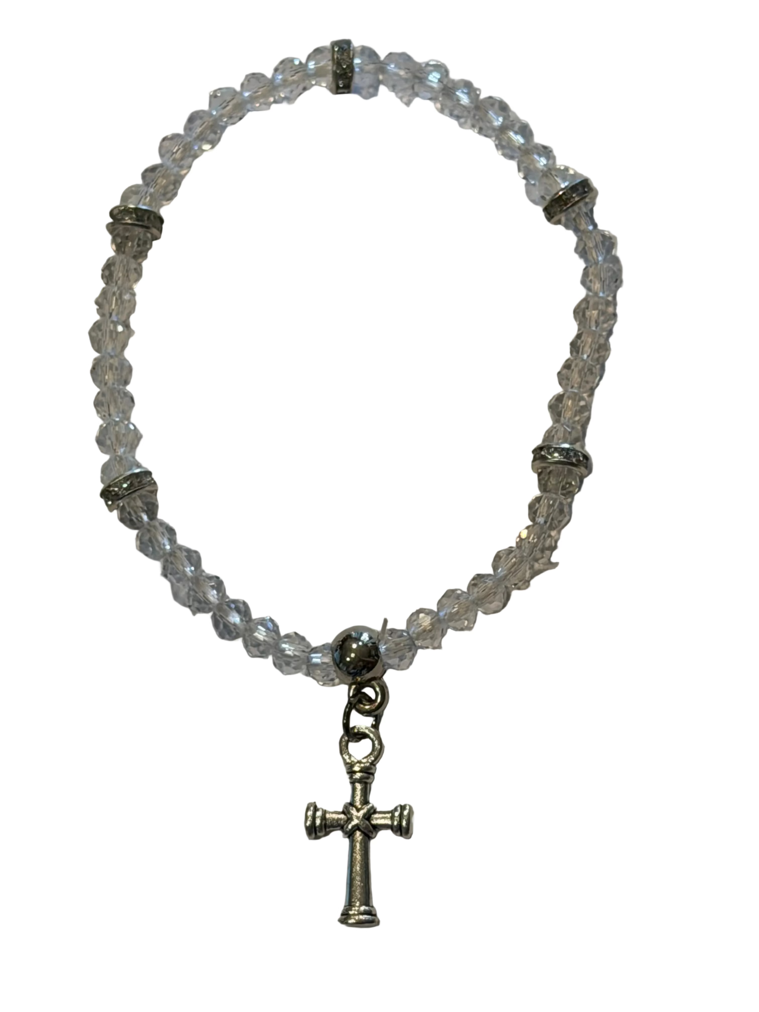 Clear w/Cross Charm 4mm Bracelet