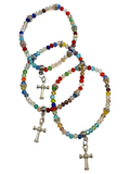 Multi Color w/Cross Charm 4mm Bracelet