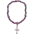 Purple Iridescent w/Cross Charm 4mm Bracelet