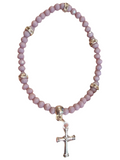 Dusty Mauve Matte w/Cross Charm 4mm Bracelet
