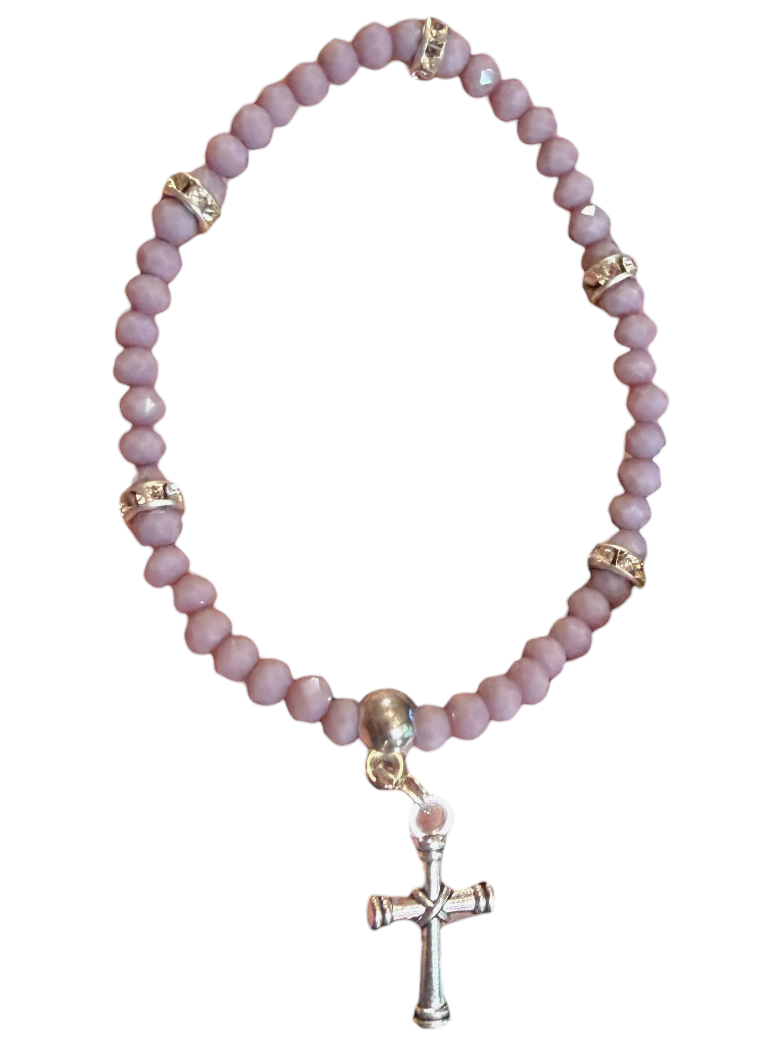 Dusty Mauve Matte w/Cross Charm 4mm Bracelet