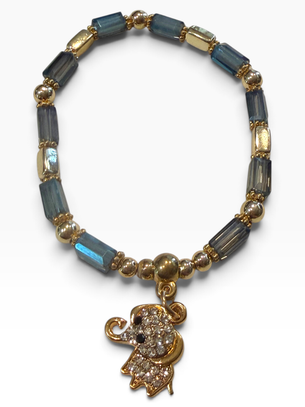 Elephant Blue Iridescent Glass Bracelet