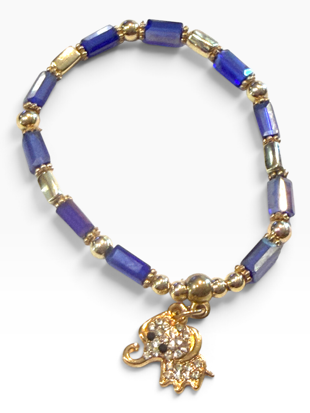 Elephant Purple Iridescent Glass Bracelet