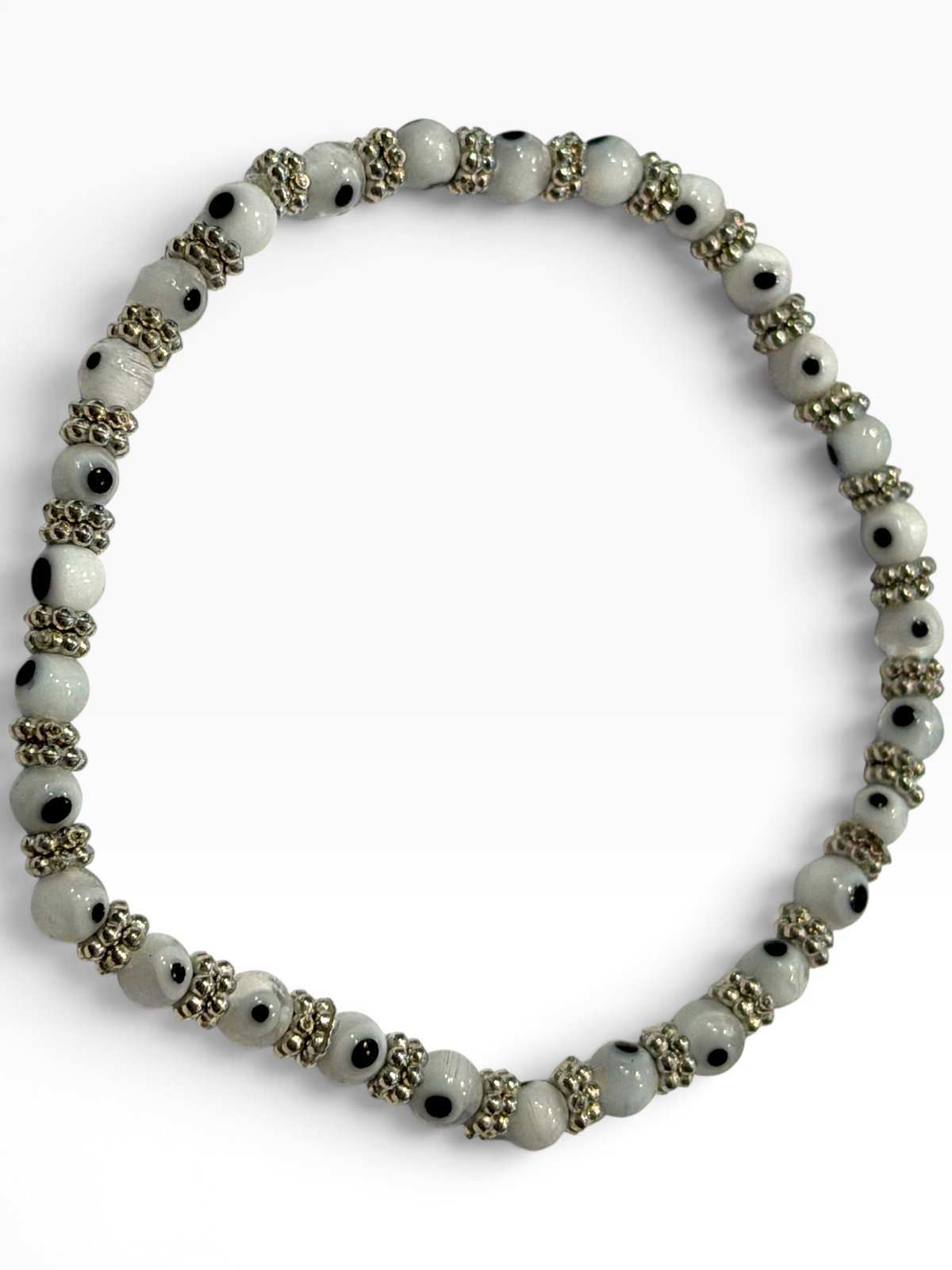 White 4mm Evil Eye Bracelet