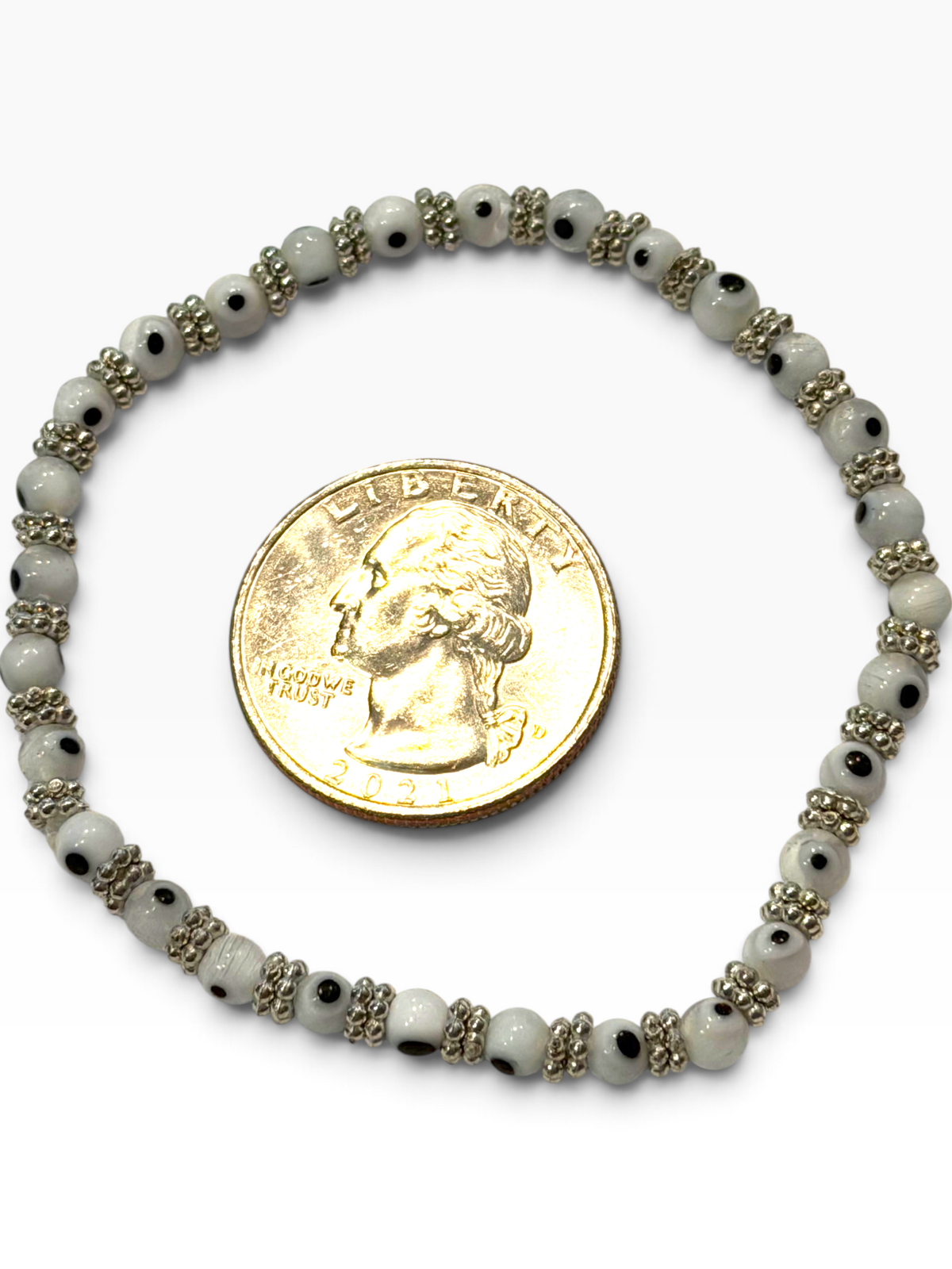 White 4mm Evil Eye Bracelet