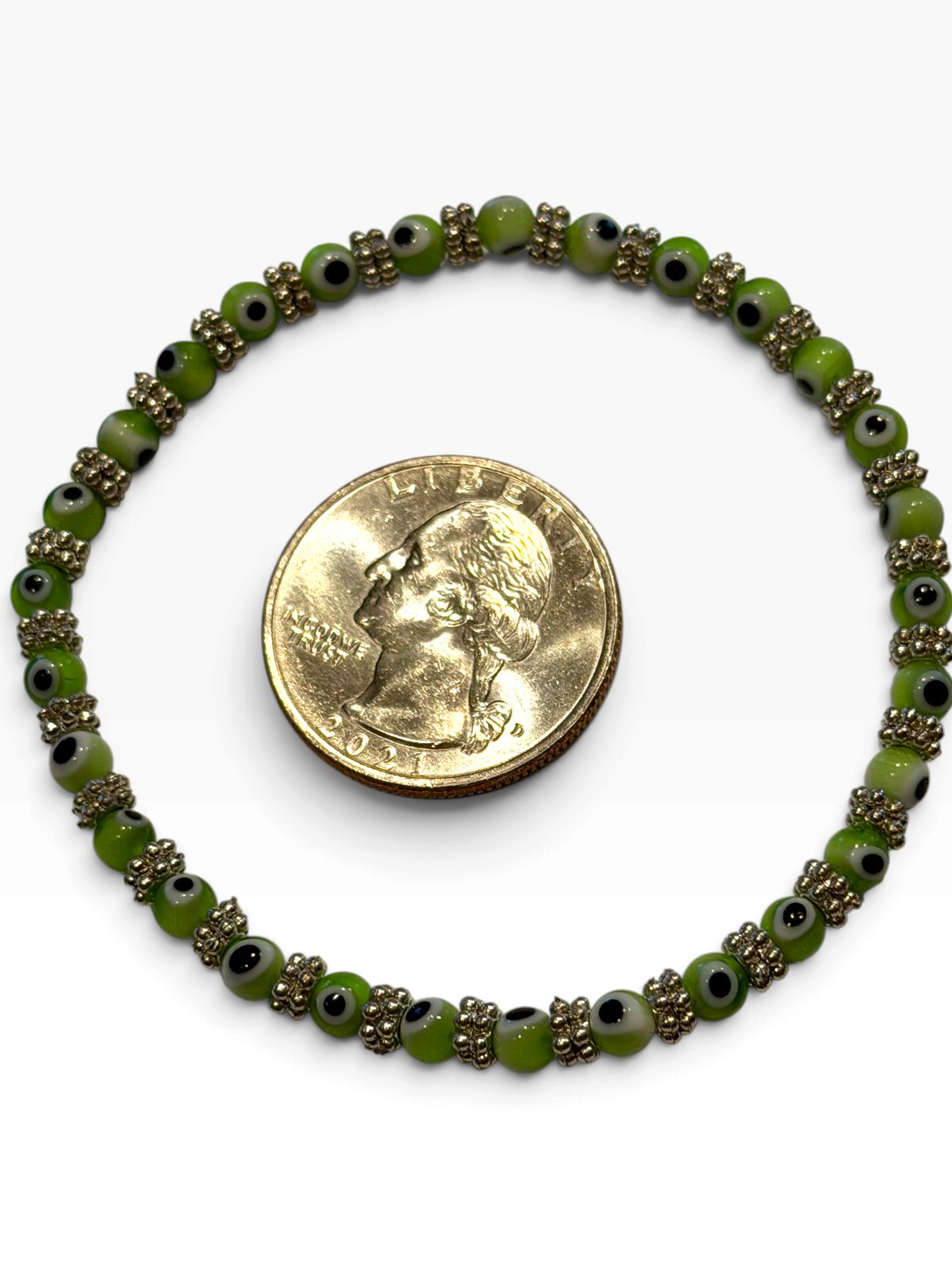 Green 4mm Evil Eye Bracelet