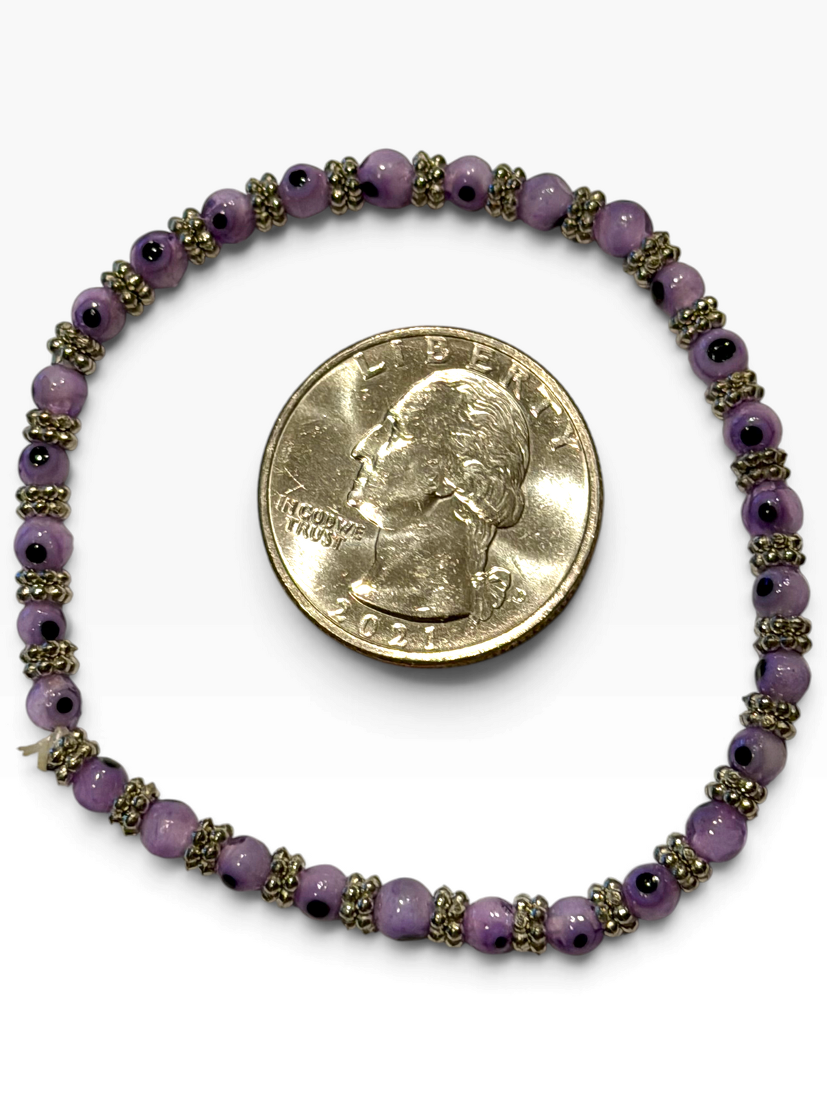 Lavender 4mm Evil Eye Bracelet