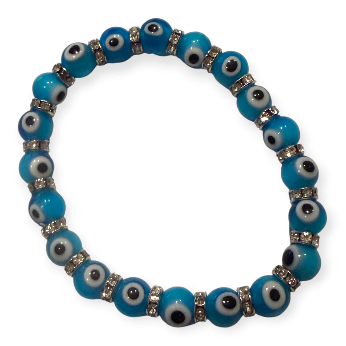8mm Light Blue Evil Eye Bracelet