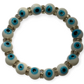 10mm White with Blue Evil Eye Bracelet
